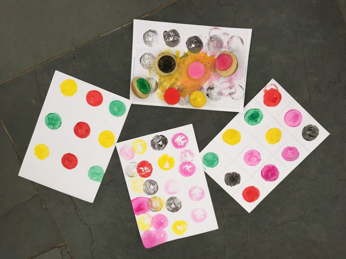 Dot-painting by Rosalyn & Martha, aged 8 and 5