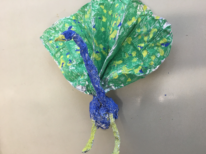 Tin-foil Peacock by Taleen, aged 9